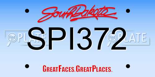 SPI372 South Dakota License Plate