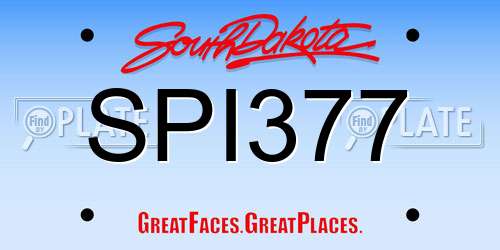 SPI377 South Dakota License Plate