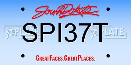 SPI37T South Dakota License Plate
