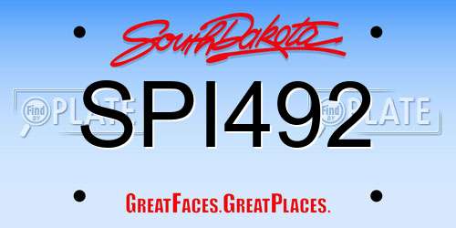 SPI492 South Dakota License Plate