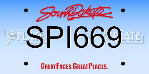 SPI669 South Dakota License Plate