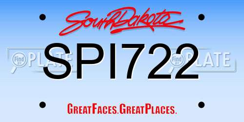 SPI722 South Dakota License Plate