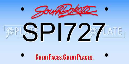SPI727 South Dakota License Plate