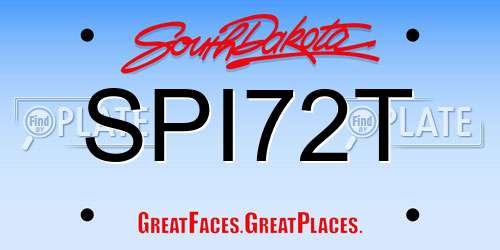 SPI72T South Dakota License Plate