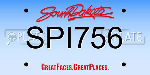 SPI756 South Dakota License Plate
