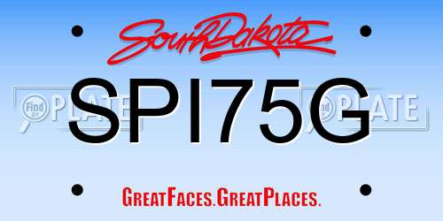 SPI75G South Dakota License Plate