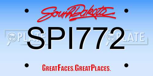 SPI772 South Dakota License Plate