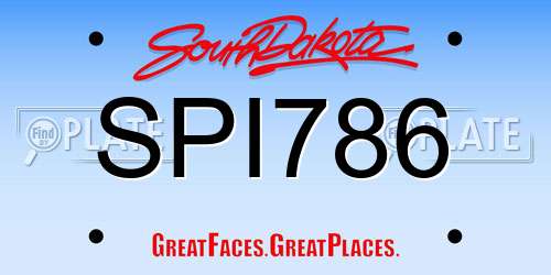 SPI786 South Dakota License Plate