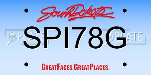 SPI78G South Dakota License Plate