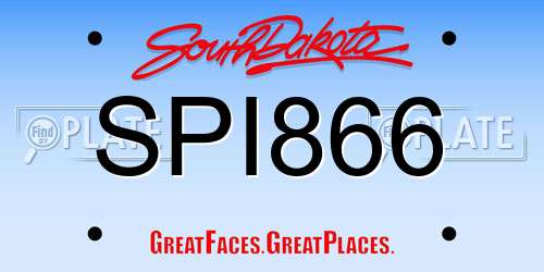 SPI866 South Dakota License Plate