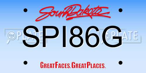 SPI86G South Dakota License Plate
