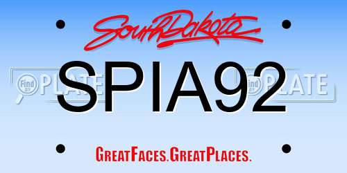 SPIA92 South Dakota License Plate