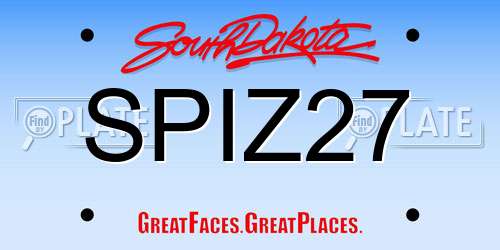 SPIZ27 South Dakota License Plate