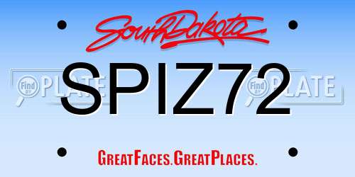 SPIZ72 South Dakota License Plate