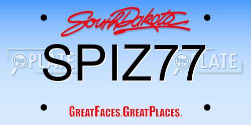 SPIZ77 South Dakota License Plate