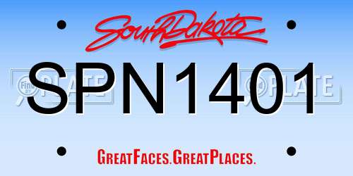 SPN1401 South Dakota License Plate