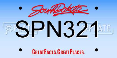 SPN321 South Dakota License Plate
