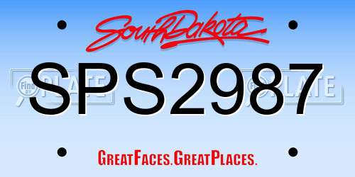 SPS2987 South Dakota License Plate