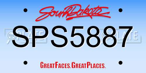 SPS5887 South Dakota License Plate