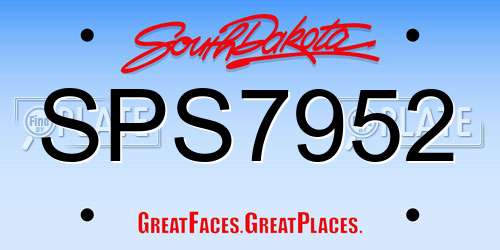 SPS7952 South Dakota License Plate