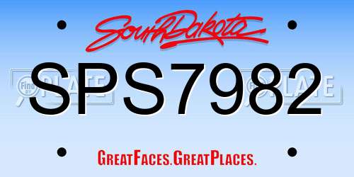SPS7982 South Dakota License Plate