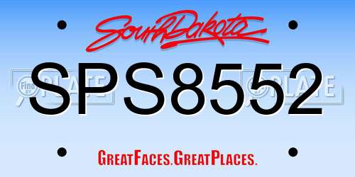 SPS8552 South Dakota License Plate