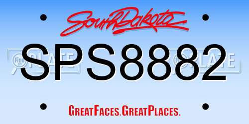 SPS8882 South Dakota License Plate