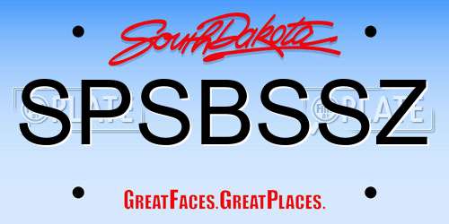 SPSBSSZ South Dakota License Plate