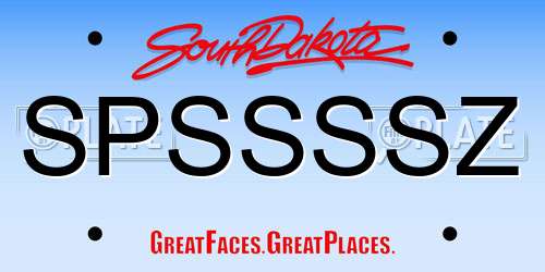 SPSSSSZ South Dakota License Plate