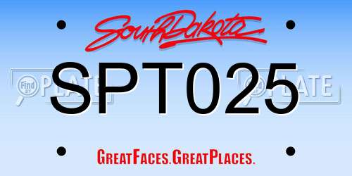 SPT025 South Dakota License Plate