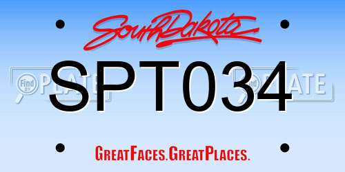 SPT034 South Dakota License Plate