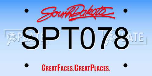 SPT078 South Dakota License Plate