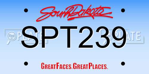 SPT239 South Dakota License Plate