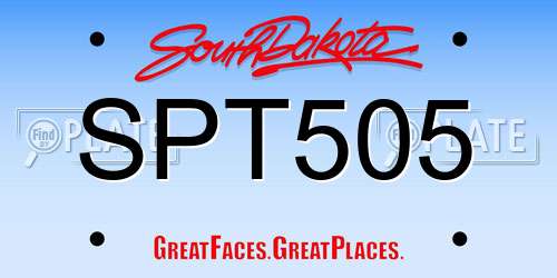 SPT505 South Dakota License Plate