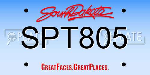 SPT805 South Dakota License Plate