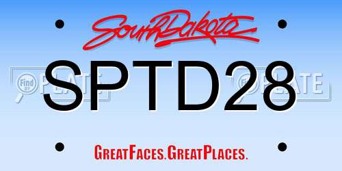 SPTD28 South Dakota License Plate