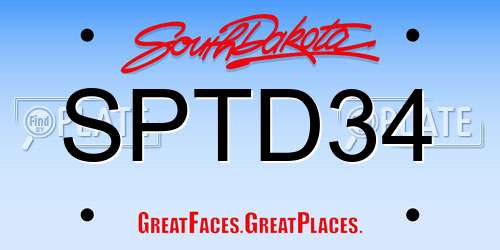 SPTD34 South Dakota License Plate