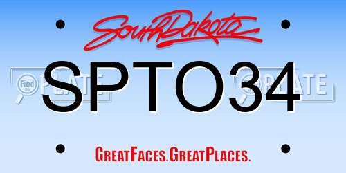 SPTO34 South Dakota License Plate