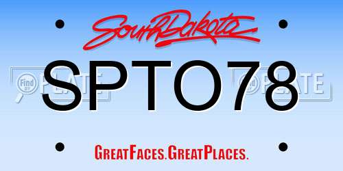 SPTO78 South Dakota License Plate