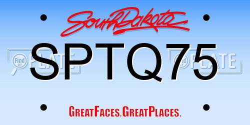 SPTQ75 South Dakota License Plate