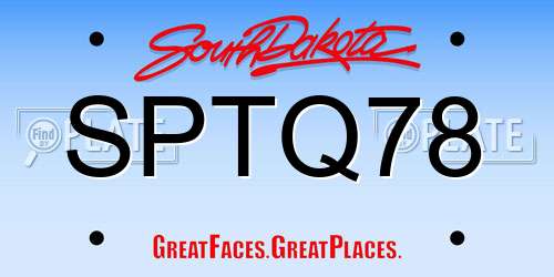 SPTQ78 South Dakota License Plate