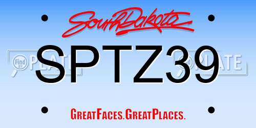 SPTZ39 South Dakota License Plate