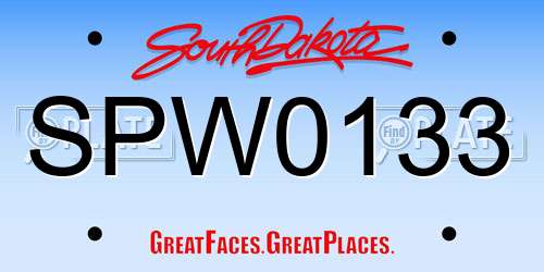 SPW0133 South Dakota License Plate