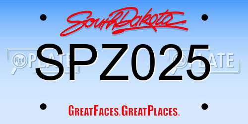 SPZ025 South Dakota License Plate
