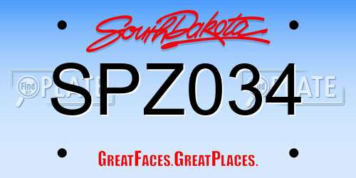SPZ034 South Dakota License Plate