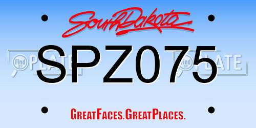 SPZ075 South Dakota License Plate