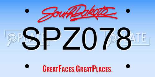SPZ078 South Dakota License Plate
