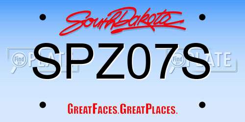 SPZ07S South Dakota License Plate