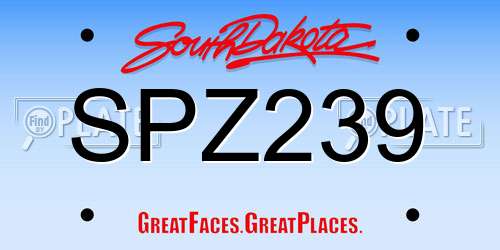 SPZ239 South Dakota License Plate