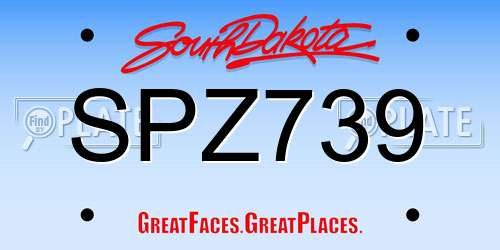 SPZ739 South Dakota License Plate